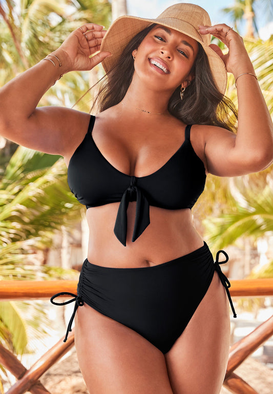 Mentor Tie Front High Waist Side Tie Bikini Set