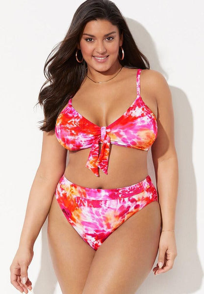 Mentor Tie Front High Waist Bikini Set