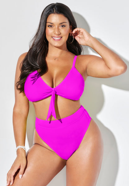 Mentor Tie Front High Waist Bikini Set