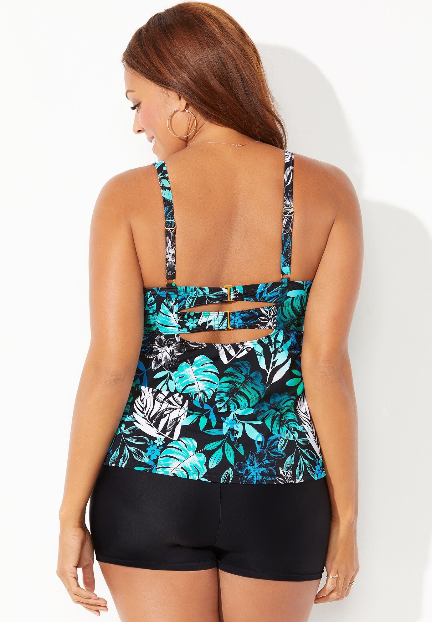 Faux Flyaway Underwire Tankini Set with Skort