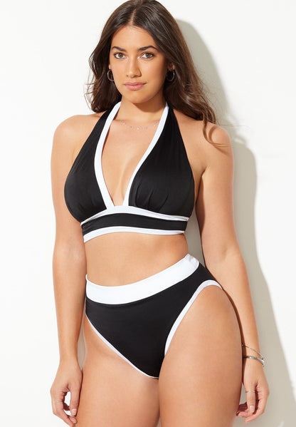 Bliss Colorblock Pleated Halter Bikini Set