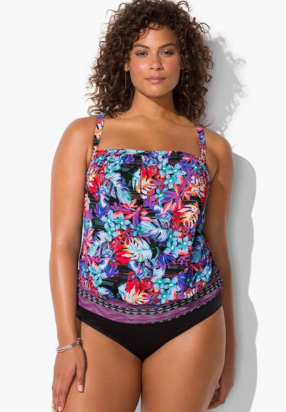 Bandeau Blouson Tankini Set