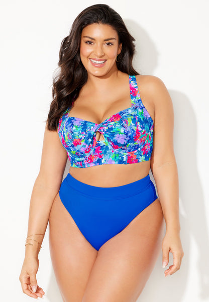 Bra Sized Twist Front Longline Underwire Bikini Top