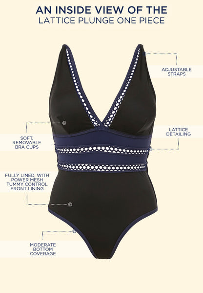 Lattice Plunge One Piece Swimsuit