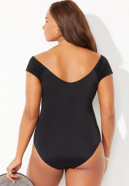 Cap Sleeve Cut Out One Piece Swimsuit