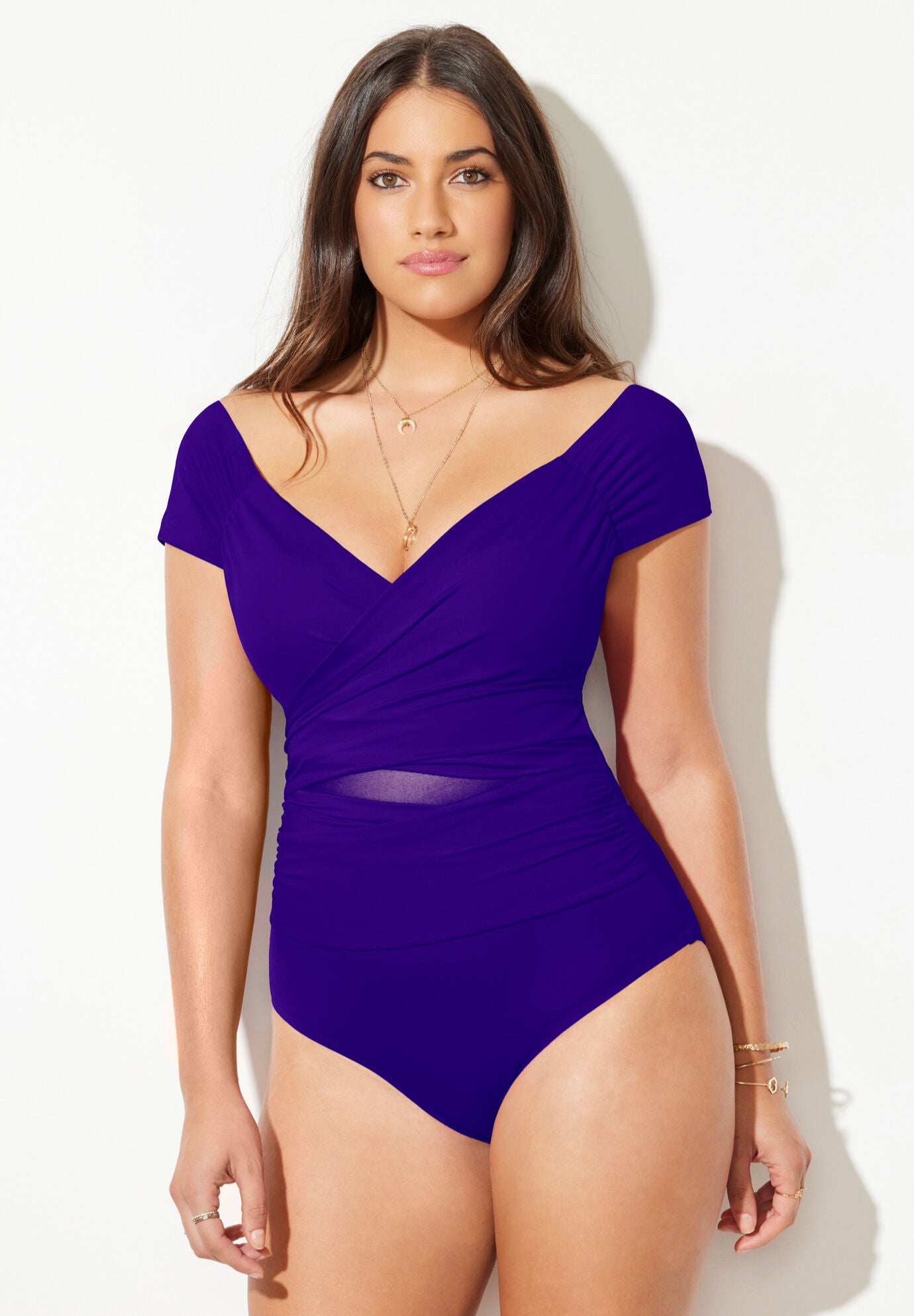 Cap Sleeve Cut Out One Piece Swimsuit