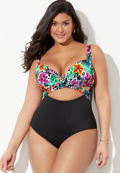 Cut Out Underwire One Piece Swimsuit