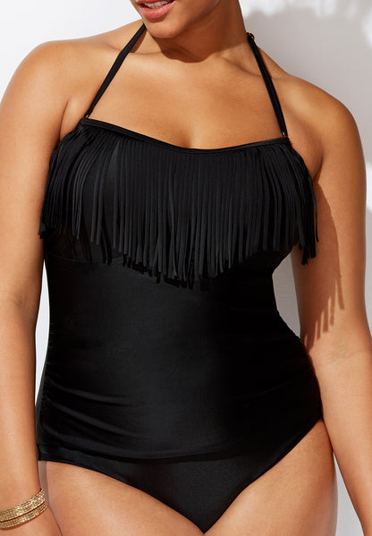 Fringe Bandeau One Piece Swimsuit