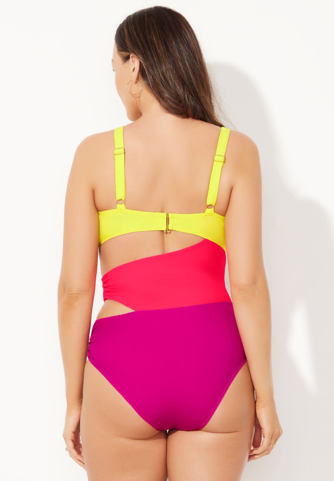 Color Block Cut Out One Piece Swimsuit