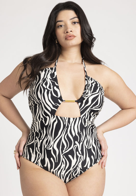 Halter Neck Ruched One Piece