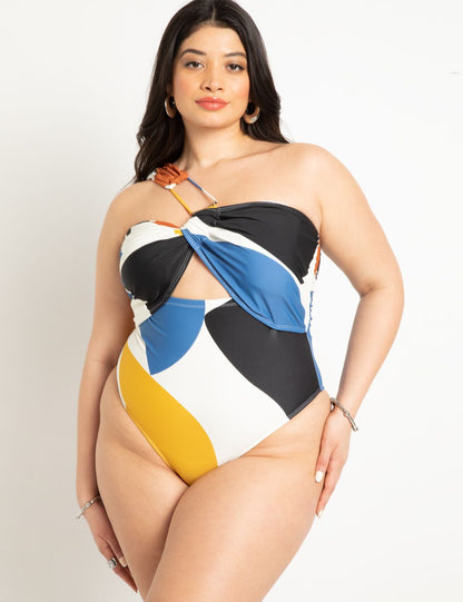 One Shoulder Cutout Detail Swimsuit