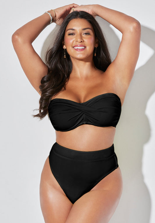 Valentine Ruched Bandeau High Waist Bikini Set