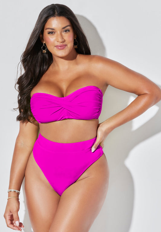 Valentine Ruched Bandeau High Waist Bikini Set