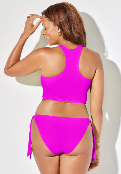 Cropped Racerback Side Tie Tankini Set