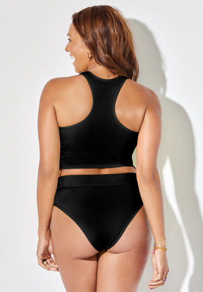 Cropped Racerback High Waist Tankini Set